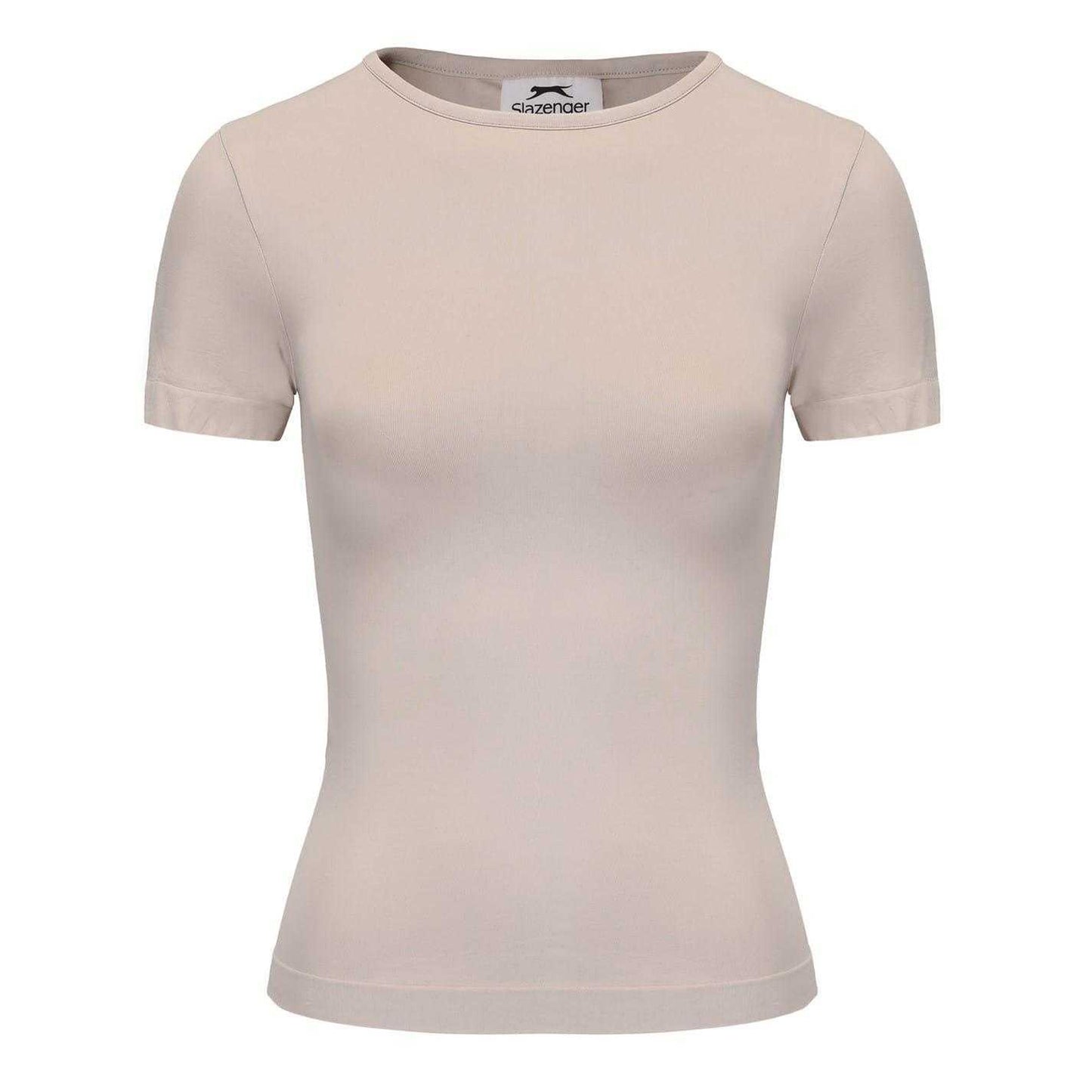 Beige-White - Lifestyle - Slazenger Womens-Ladies Crew Neck Slim T-Shirt (Pack of 2)