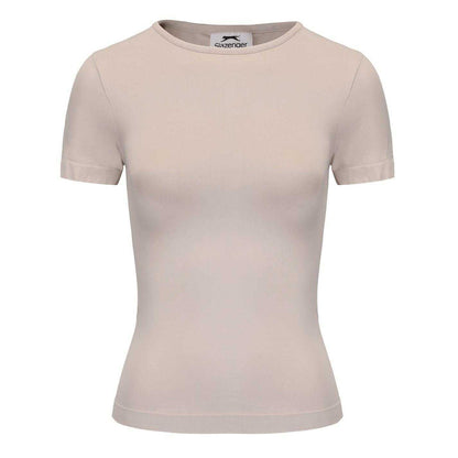 Beige-White - Lifestyle - Slazenger Womens-Ladies Crew Neck Slim T-Shirt (Pack of 2)