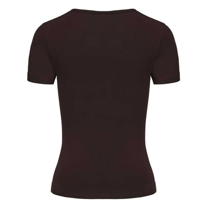 Chocolate-White - Back - Slazenger Womens-Ladies Crew Neck Slim T-Shirt (Pack of 2)