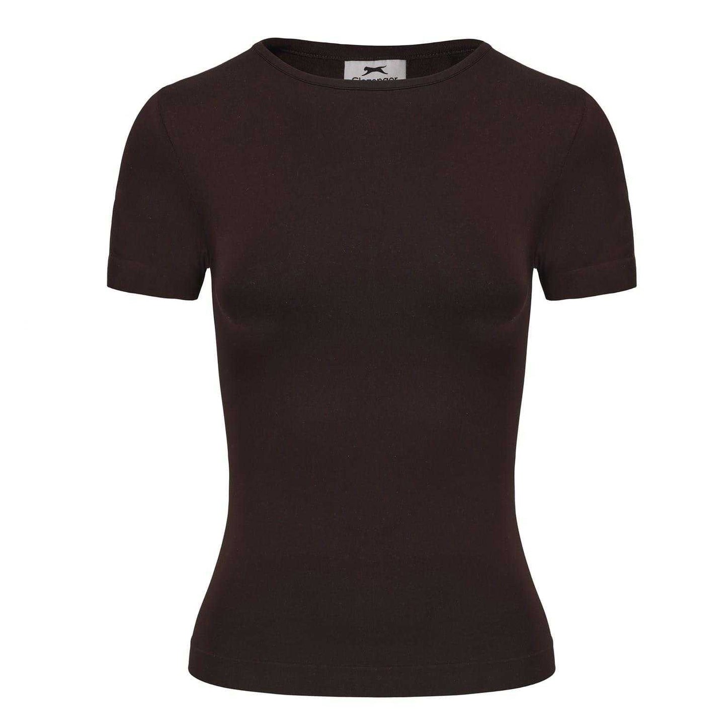 Chocolate-White - Lifestyle - Slazenger Womens-Ladies Crew Neck Slim T-Shirt (Pack of 2)