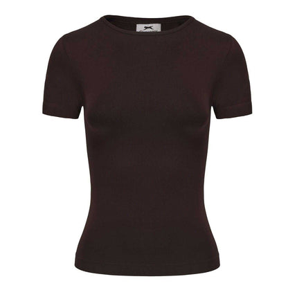 Chocolate-White - Lifestyle - Slazenger Womens-Ladies Crew Neck Slim T-Shirt (Pack of 2)