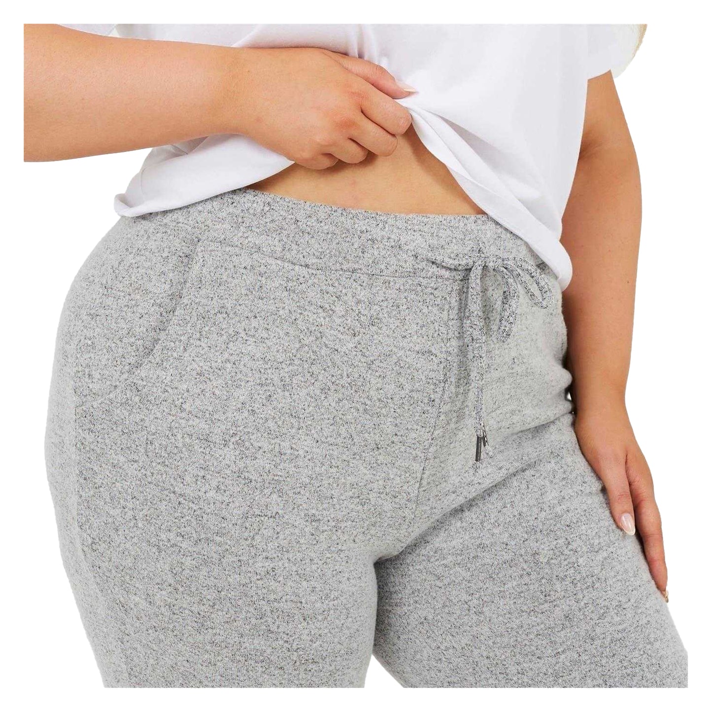Grey Marl - Side - Brave Soul Womens-Ladies Heathered Straight Sweatpants