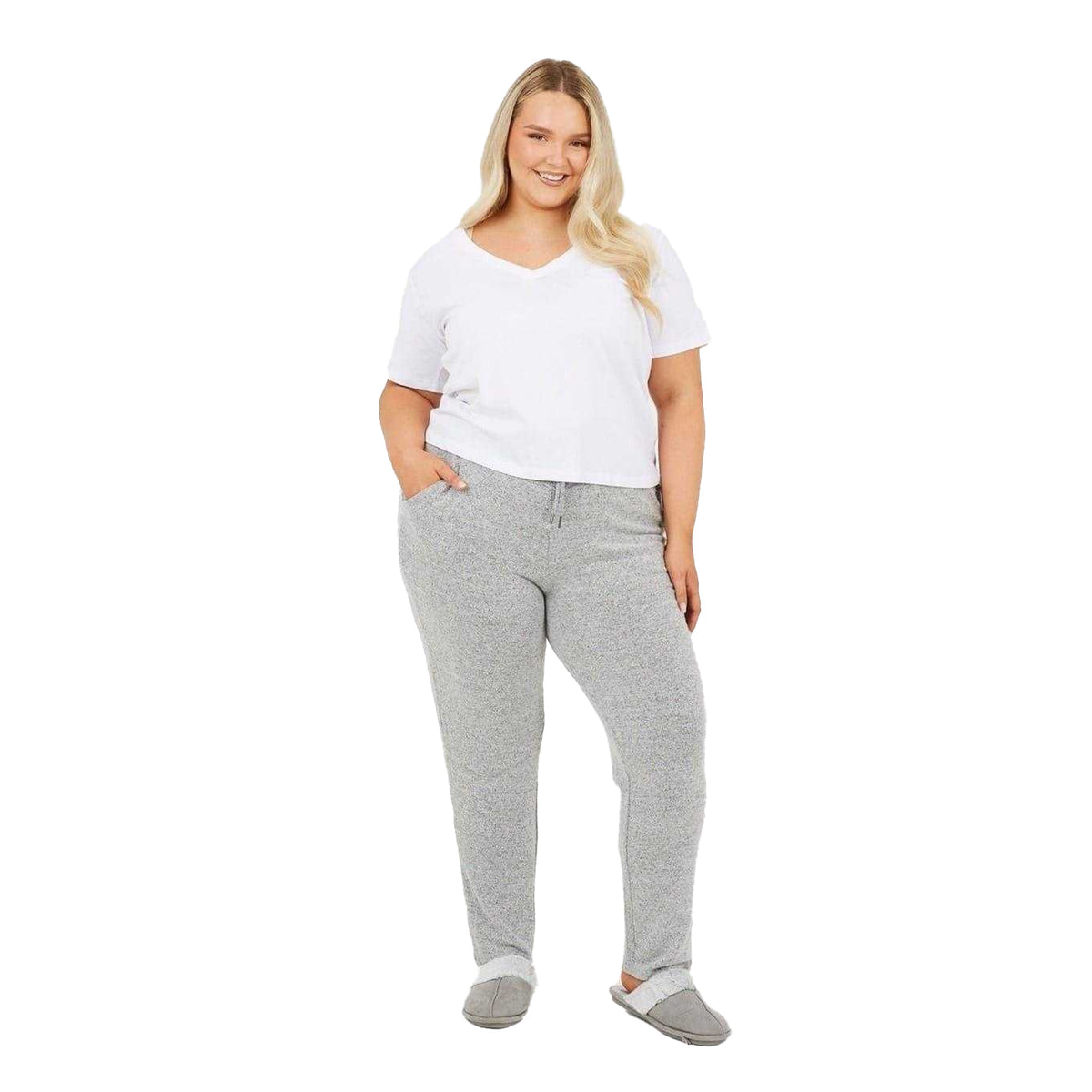 Grey Marl - Lifestyle - Brave Soul Womens-Ladies Heathered Straight Sweatpants