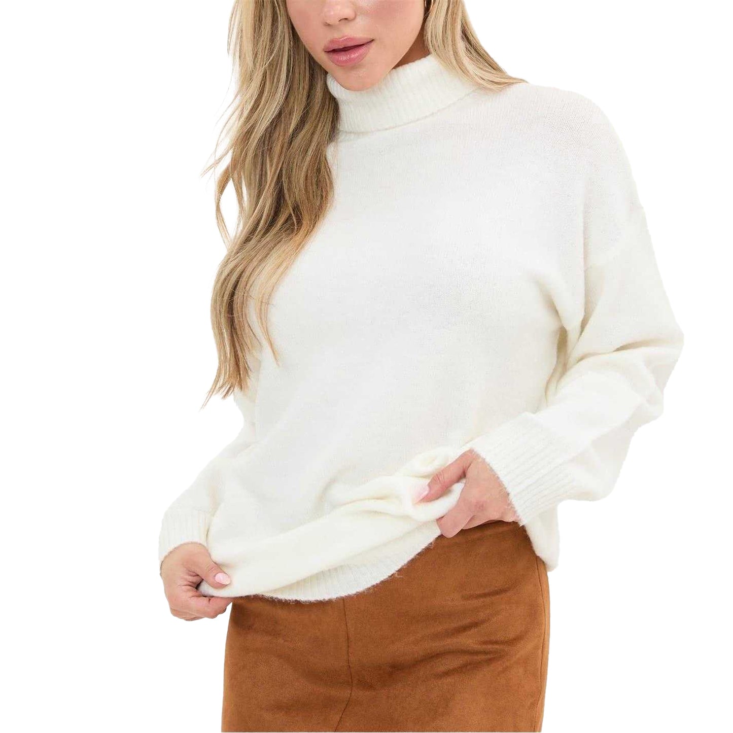 Cream - Front - I Saw It First Unisex Adult Roll Neck Jumper