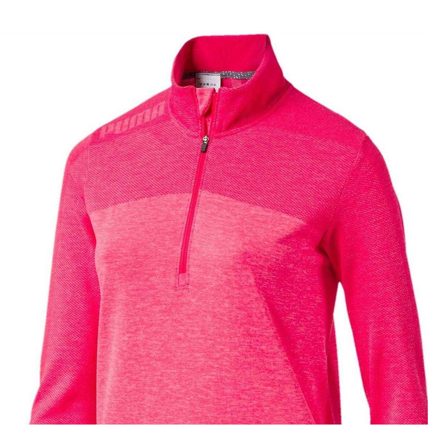 Pink - Back - Puma Womens-Ladies Seamless Quarter Zip Golf Fleece Top