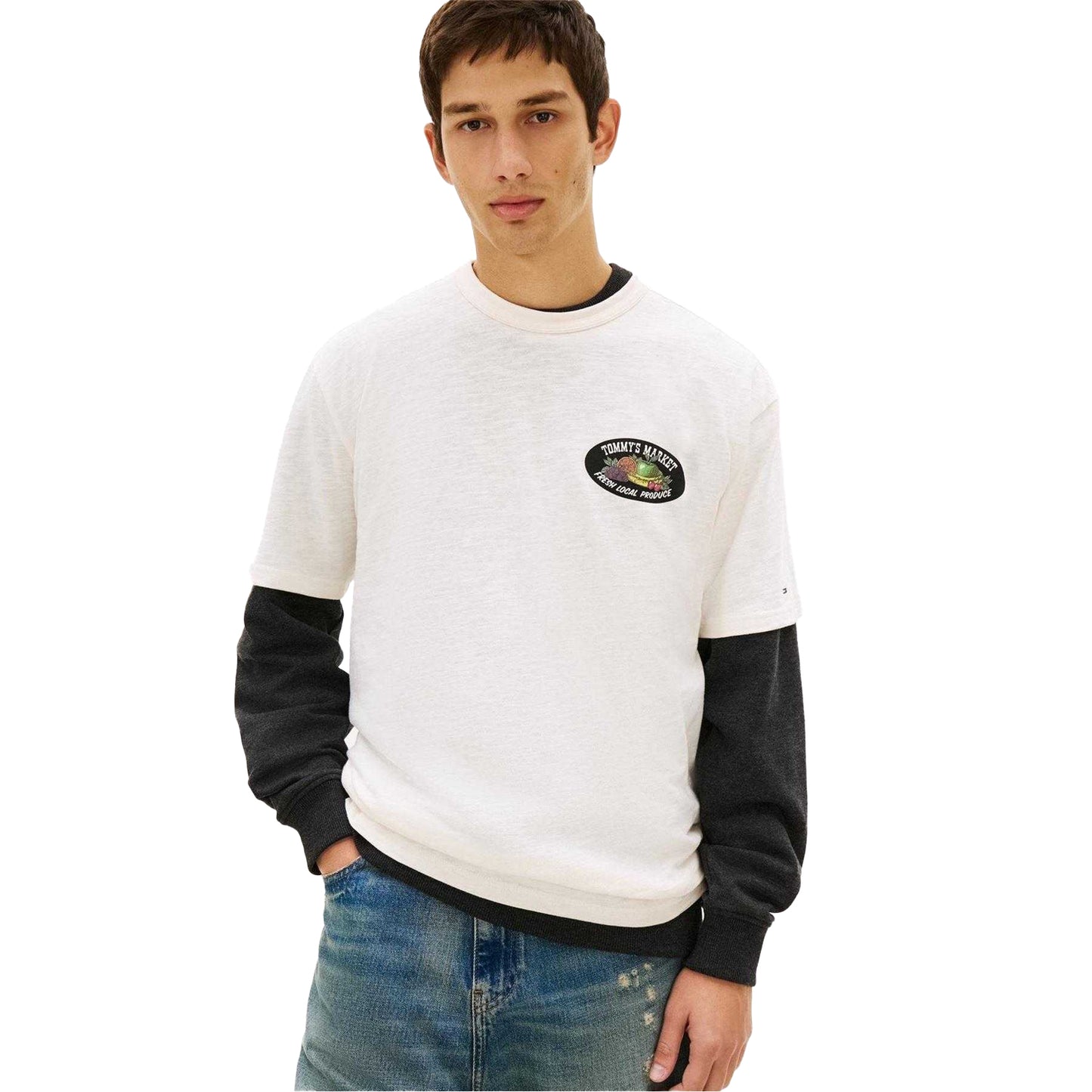 Antique White - Lifestyle - Tommy Jeans Mens Fruit Regular T-Shirt