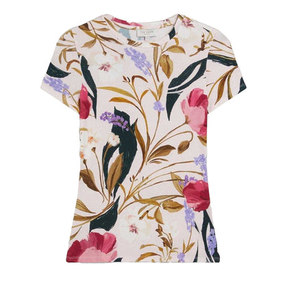 Plaster Pink - Front - Ted Baker Womens-Ladies Belliea Floral Slim T-Shirt