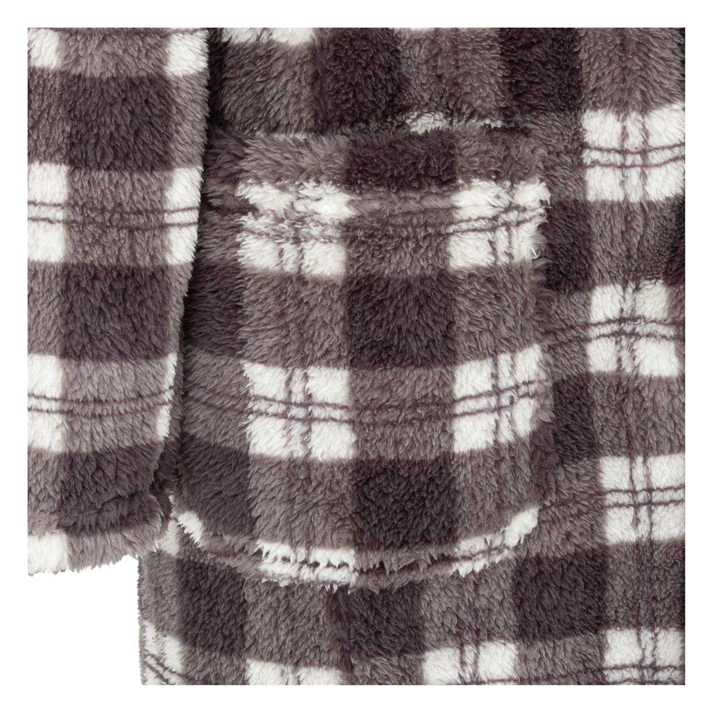 Grey-Black - Lifestyle - Howick Mens Checked Fleece Lounge Robe