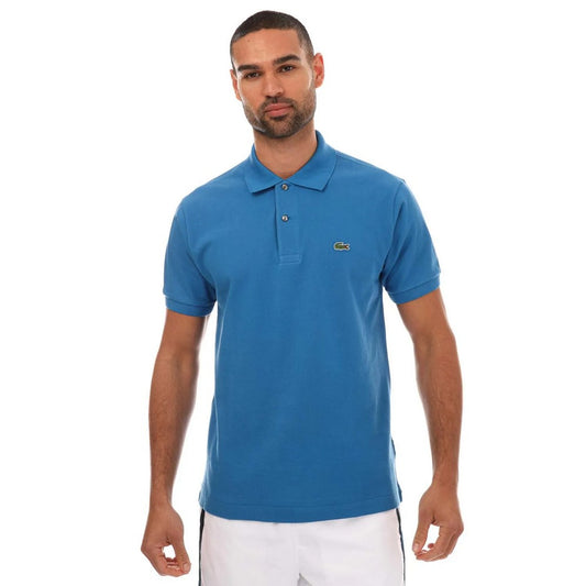 Blue - Front - Lacoste Mens Ribbed Collar Short-Sleeved Polo Shirt