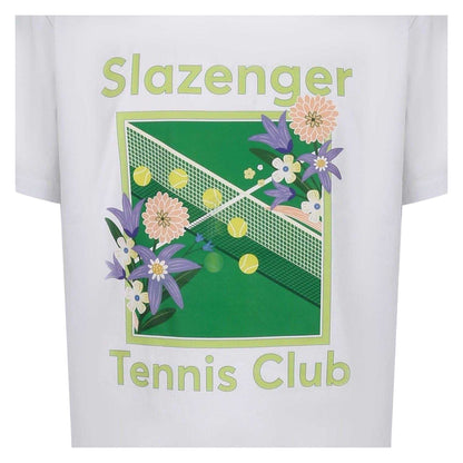 White - Side - Slazenger Mens Tennis Club Crew Neck Regular Short-Sleeved T-Shirt