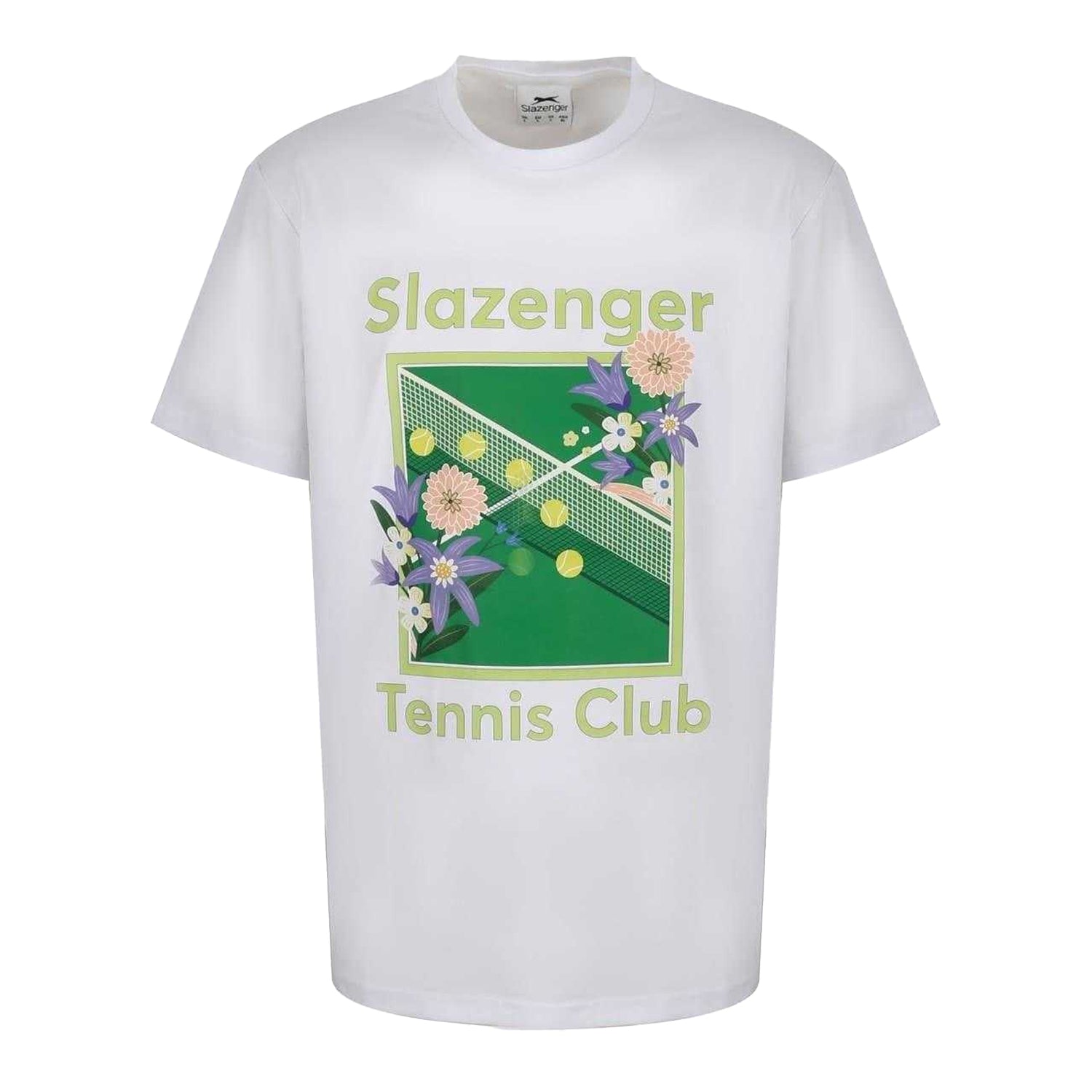 White - Front - Slazenger Mens Tennis Club Crew Neck Regular Short-Sleeved T-Shirt