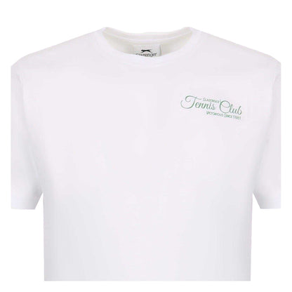 White - Side - Slazenger Womens-Ladies Tennis Club Back Print T-Shirt