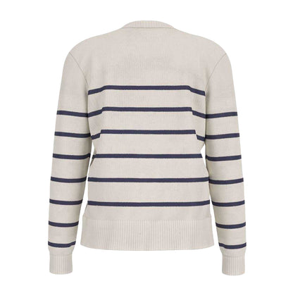 White-Ocean - Back - Guess Unisex Adult Striped Regular Sweater Top