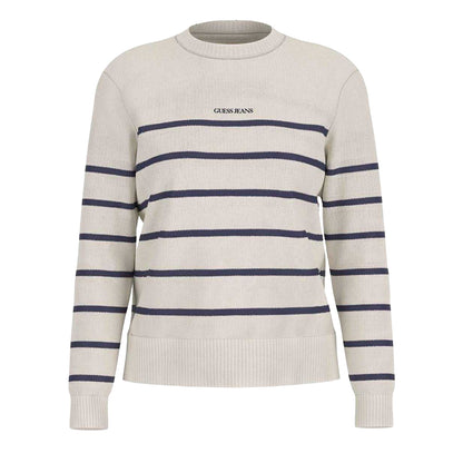 White-Ocean - Front - Guess Unisex Adult Striped Regular Sweater Top