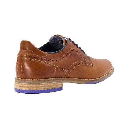 Tan - Back - Dune London Mens Piped Leather Gibson Shoes