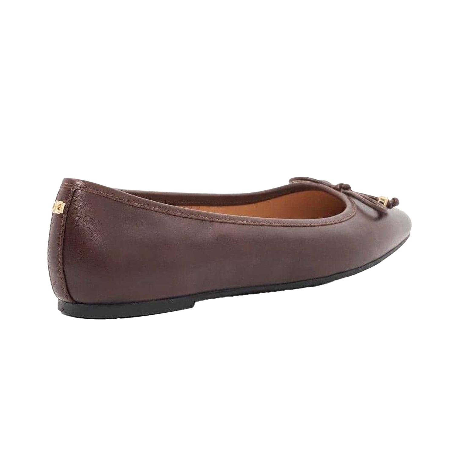 Brown - Back - Dune London Womens-Ladies Hennie Leather Ballerina Flats
