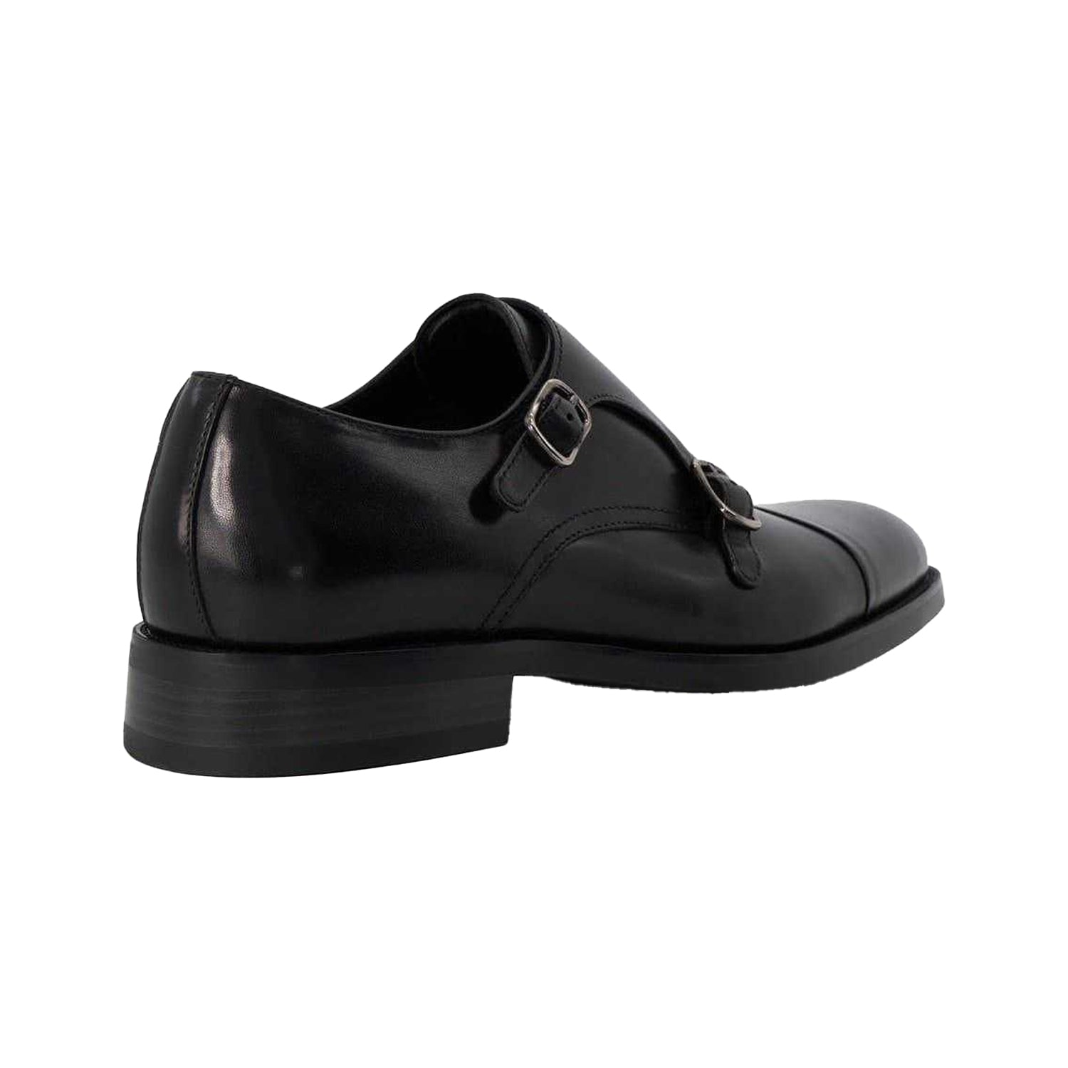 Black - Back - Dune London Mens Sullivan Monk Leather Shoes