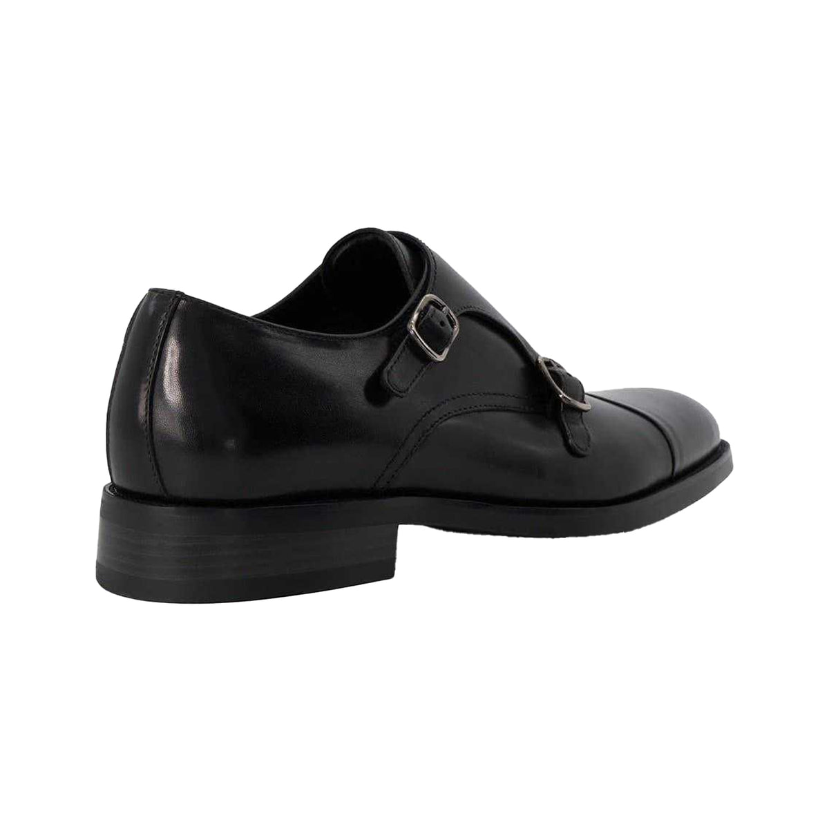 Black - Back - Dune London Mens Sullivan Monk Leather Shoes