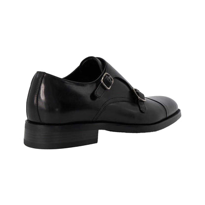 Black - Back - Dune London Mens Sullivan Monk Leather Shoes
