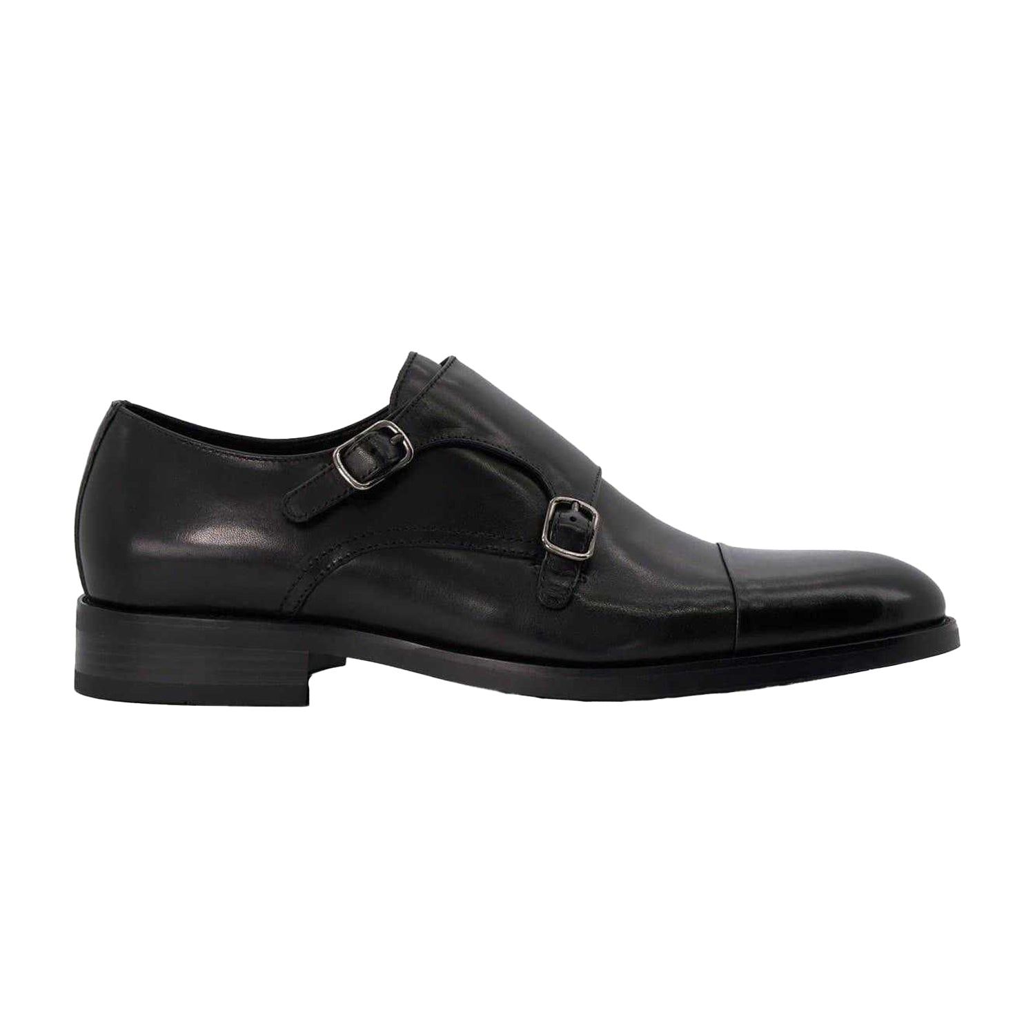 Black - Side - Dune London Mens Sullivan Monk Leather Shoes