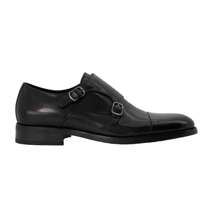 Black - Side - Dune London Mens Sullivan Monk Leather Shoes