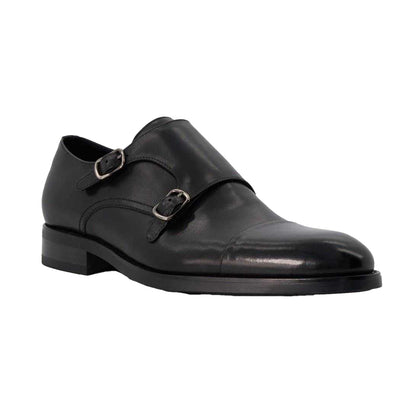 Black - Front - Dune London Mens Sullivan Monk Leather Shoes