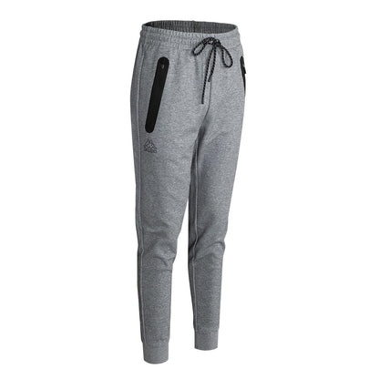 Grey Marl - Side - Kappa Mens Polycotton Logo Jogging Bottoms