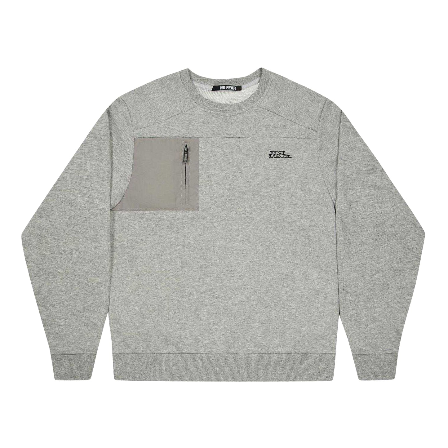 Grey Marl - Front - No Fear Mens Technical Zip Pocket Jumper
