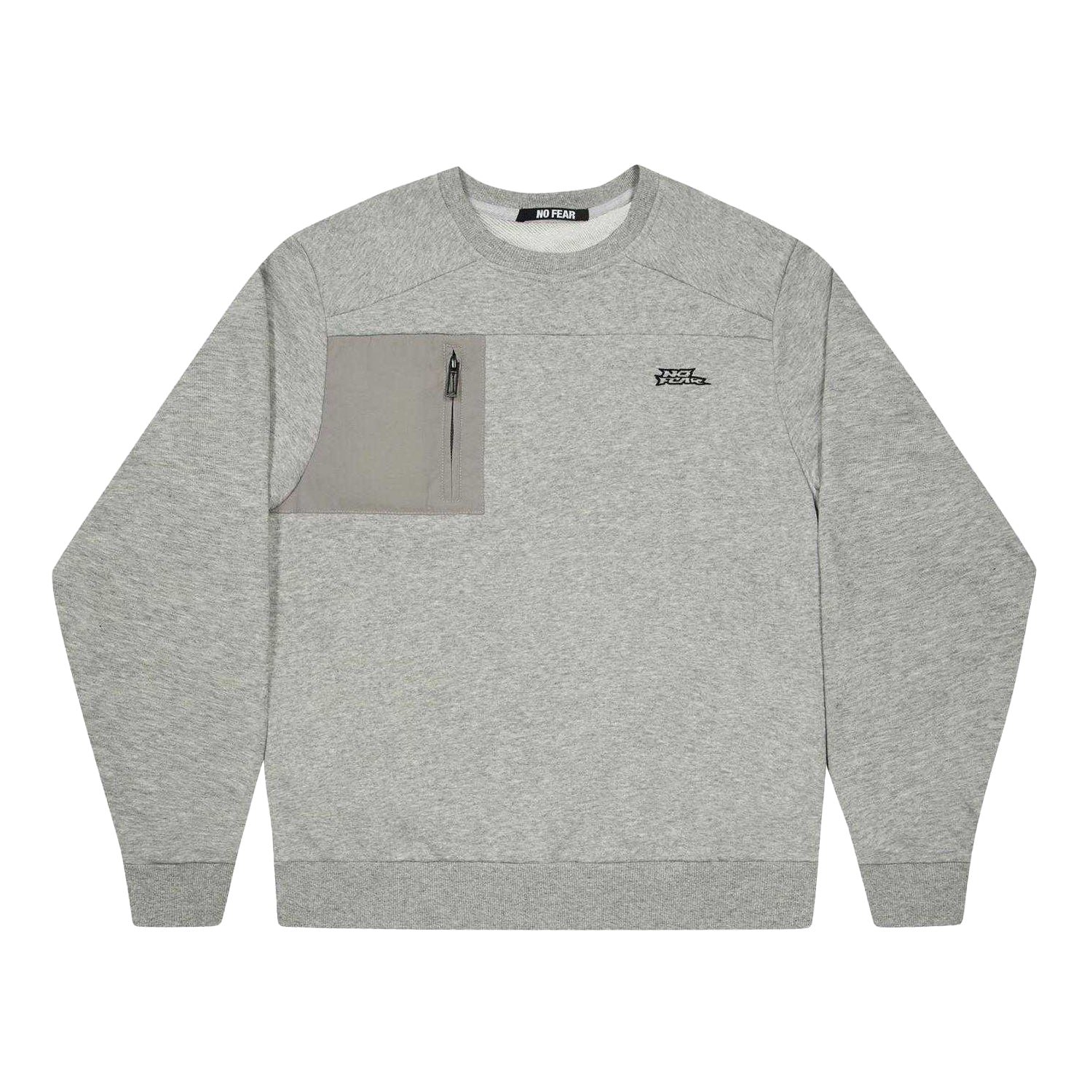 Grey Marl - Front - No Fear Mens Technical Zip Pocket Jumper