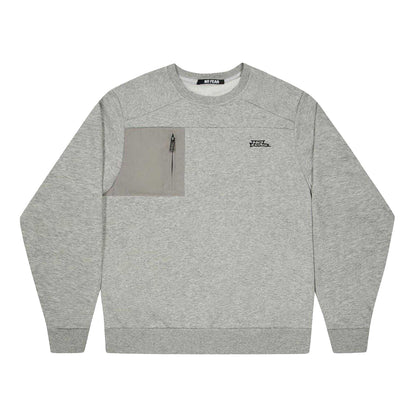 Grey Marl - Front - No Fear Mens Technical Zip Pocket Jumper