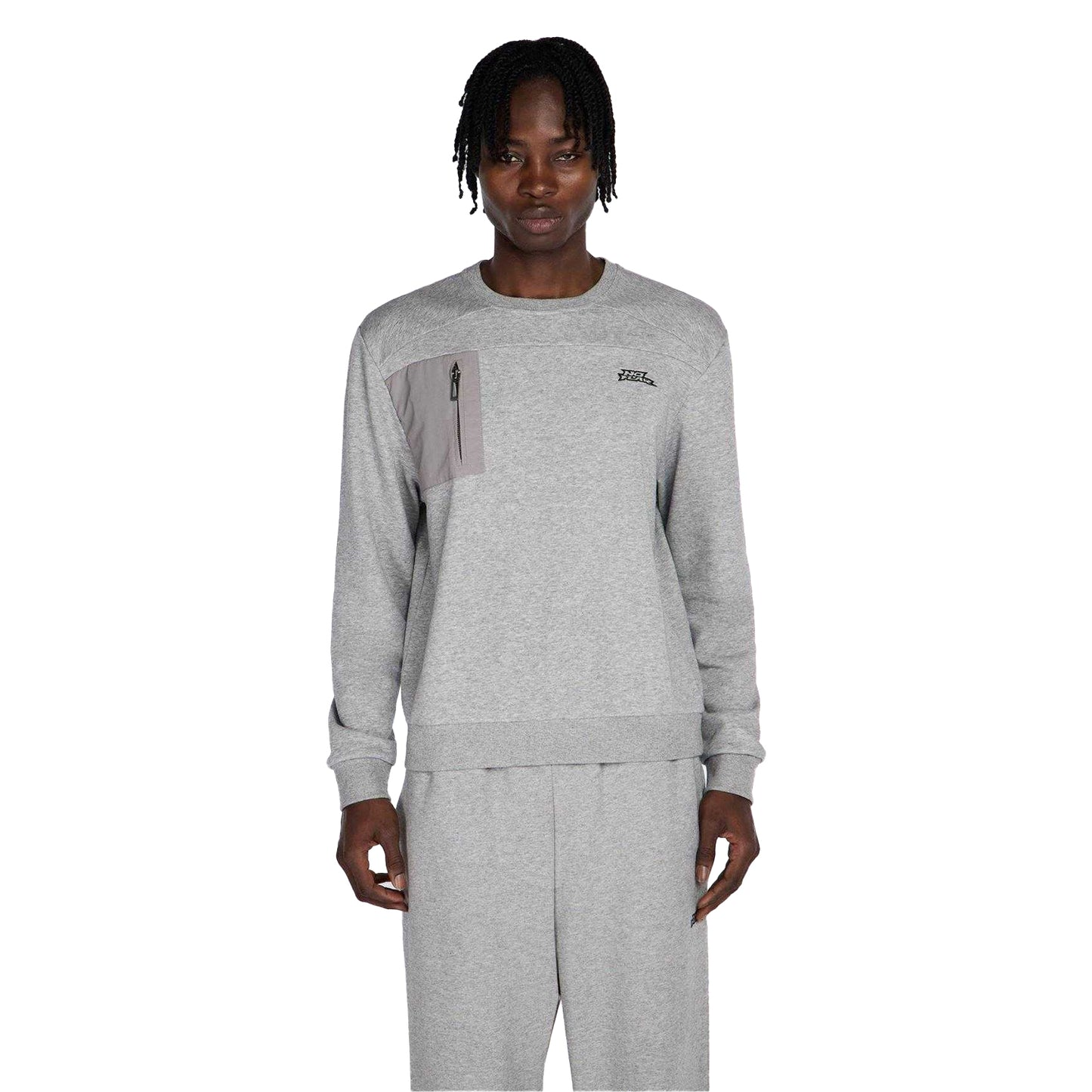 Grey Marl - Side - No Fear Mens Technical Zip Pocket Jumper
