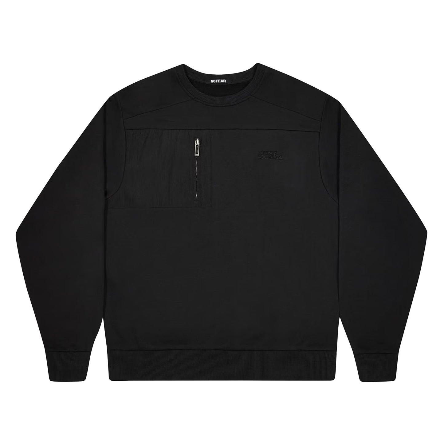 Black - Front - No Fear Mens Technical Zip Pocket Jumper