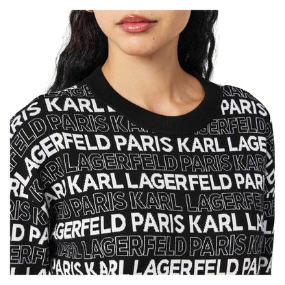 Black - Side - Karl Lagerfeld Womens-Ladies Regular Long-Sleeved Jumper