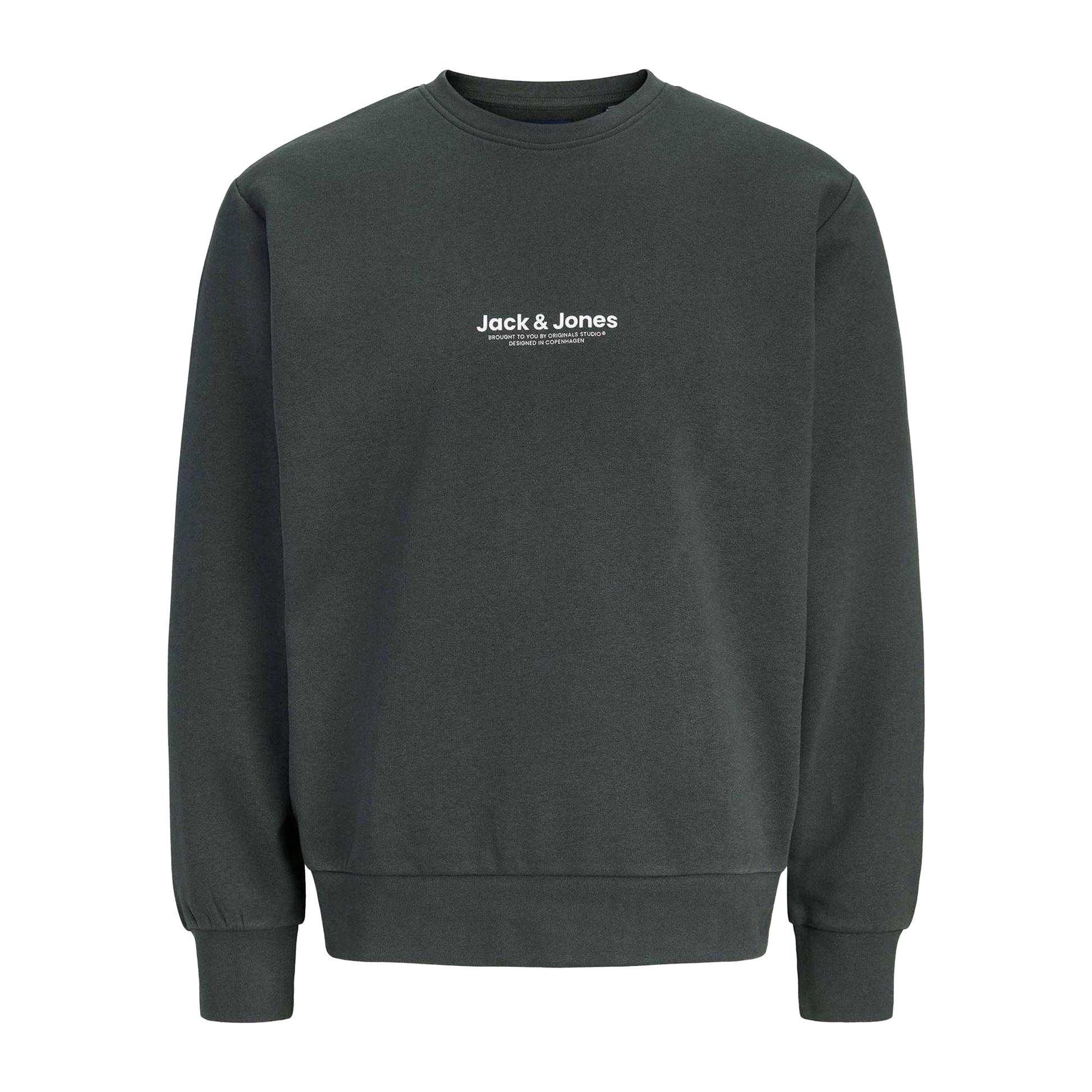 Forest - Front - Jack And Jones Mens Graphic Print Ribbed Sweatshirt