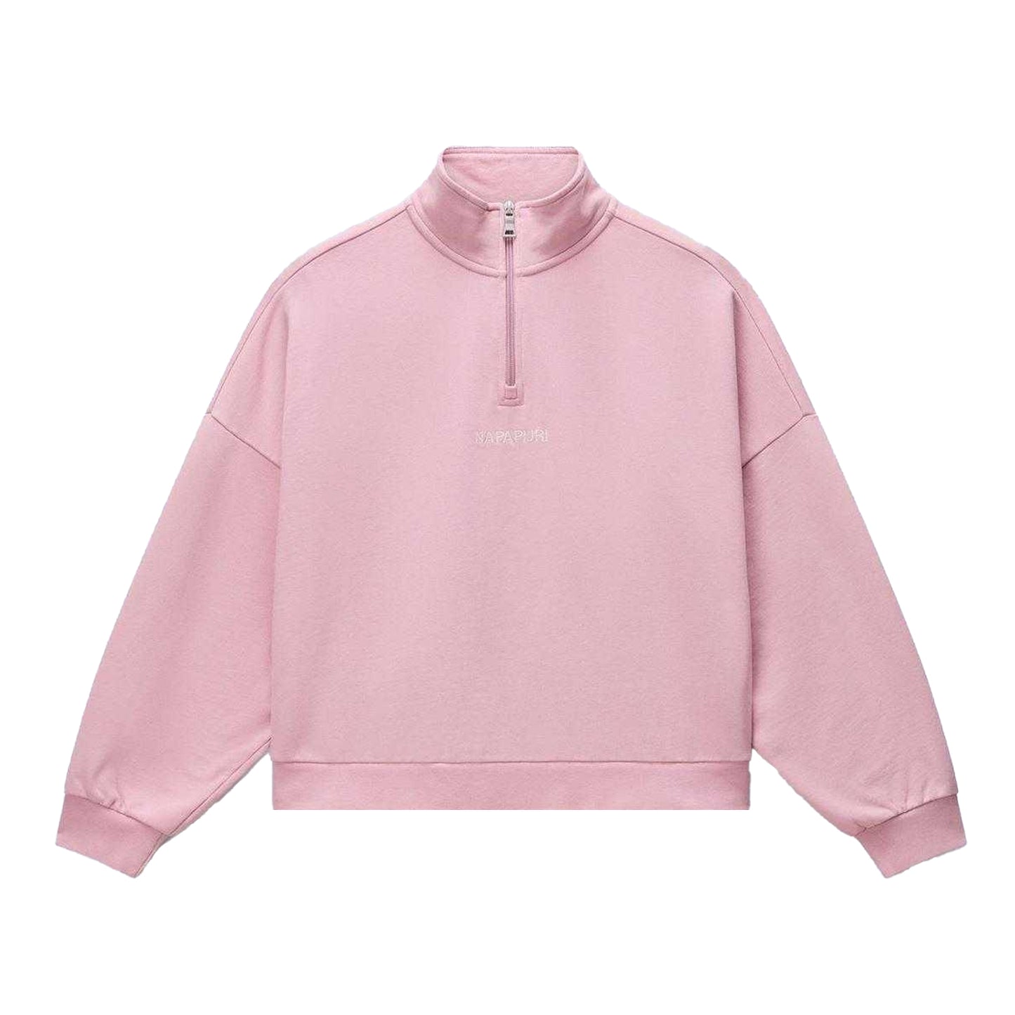 Pink - Front - Napapijri Womens-Ladies Almas Quarter Zip Sweatshirt