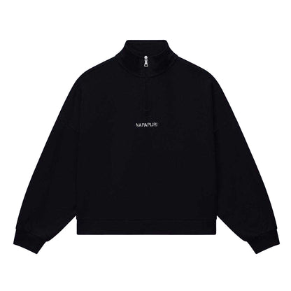 Black - Front - Napapijri Womens-Ladies Almas Quarter Zip Sweatshirt