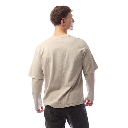 Feather Grey - Back - Levis Mens Embroidered Logo Layered Sleeve T-Shirt