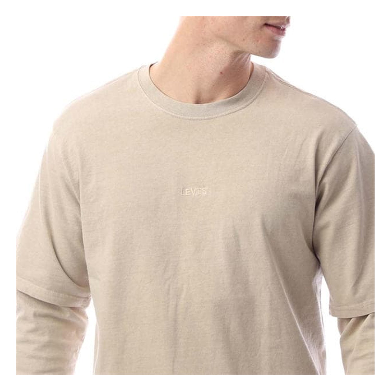 Feather Grey - Side - Levis Mens Embroidered Logo Layered Sleeve T-Shirt