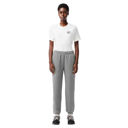 Grey - Pack Shot - Lacoste Womens-Ladies Organic Cotton Embroidered Logo Sweatpants