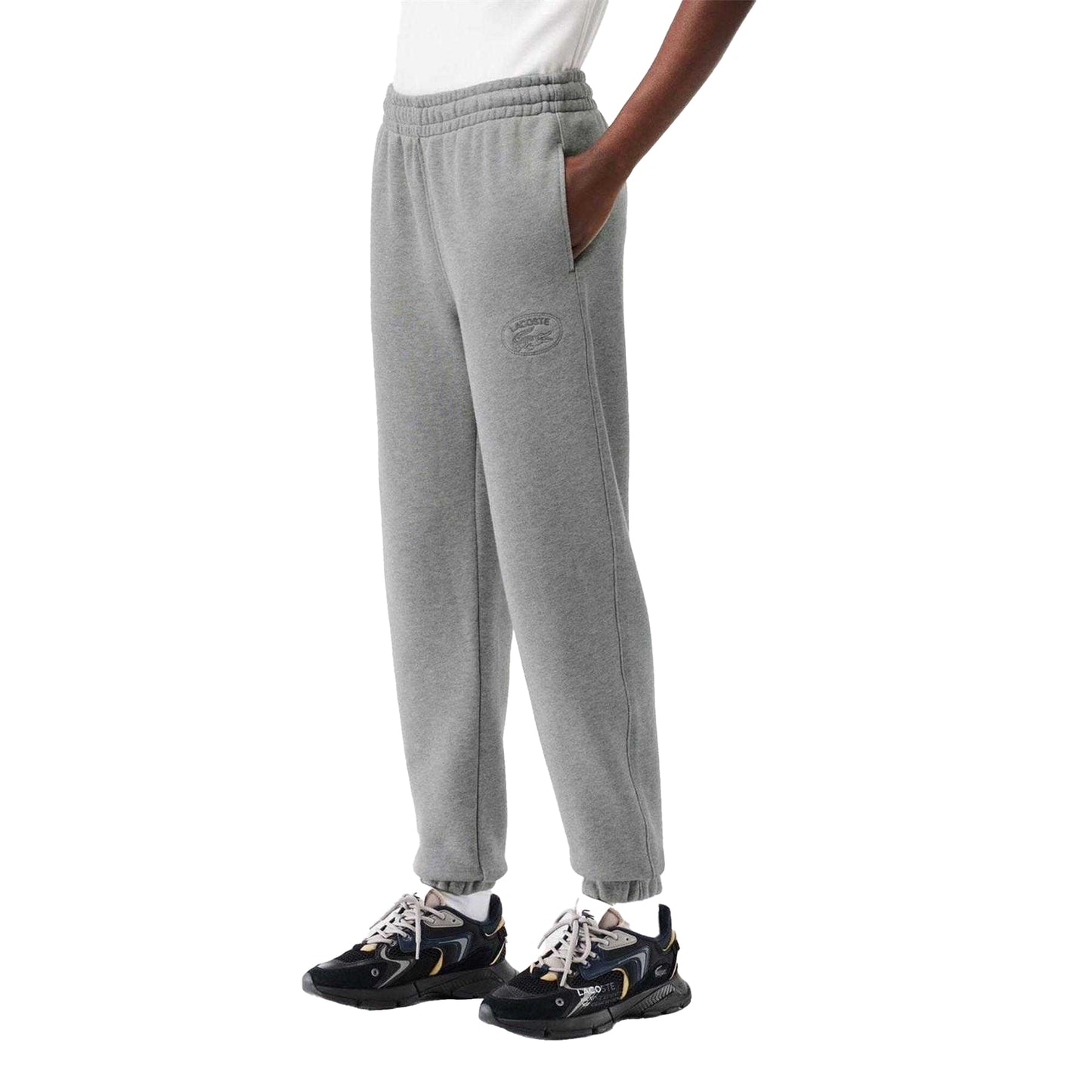 Grey - Lifestyle - Lacoste Womens-Ladies Organic Cotton Embroidered Logo Sweatpants