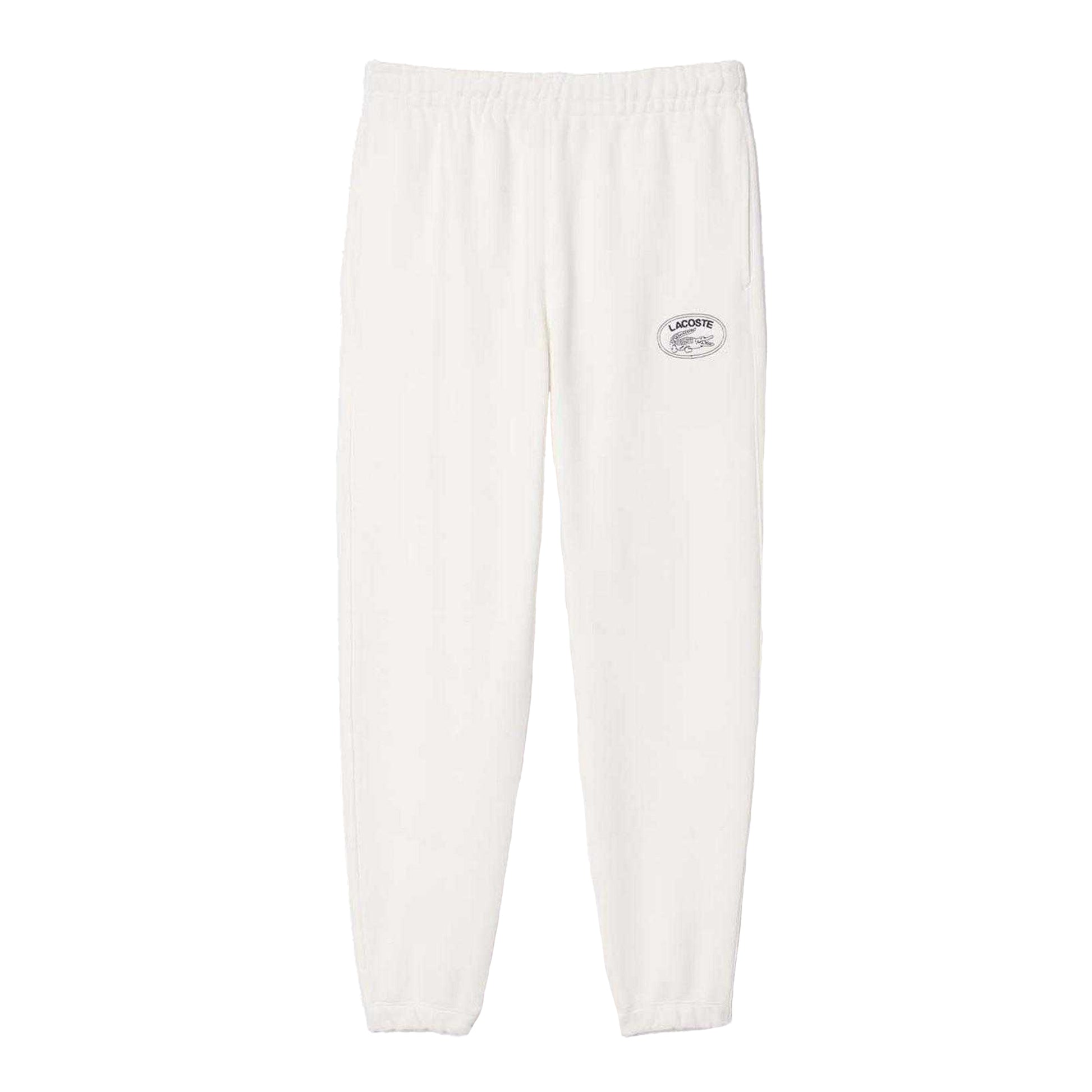 Cream - Front - Lacoste Womens-Ladies Organic Cotton Embroidered Logo Sweatpants