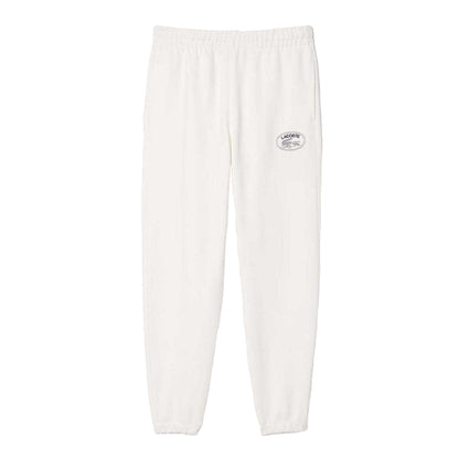 Cream - Front - Lacoste Womens-Ladies Organic Cotton Embroidered Logo Sweatpants