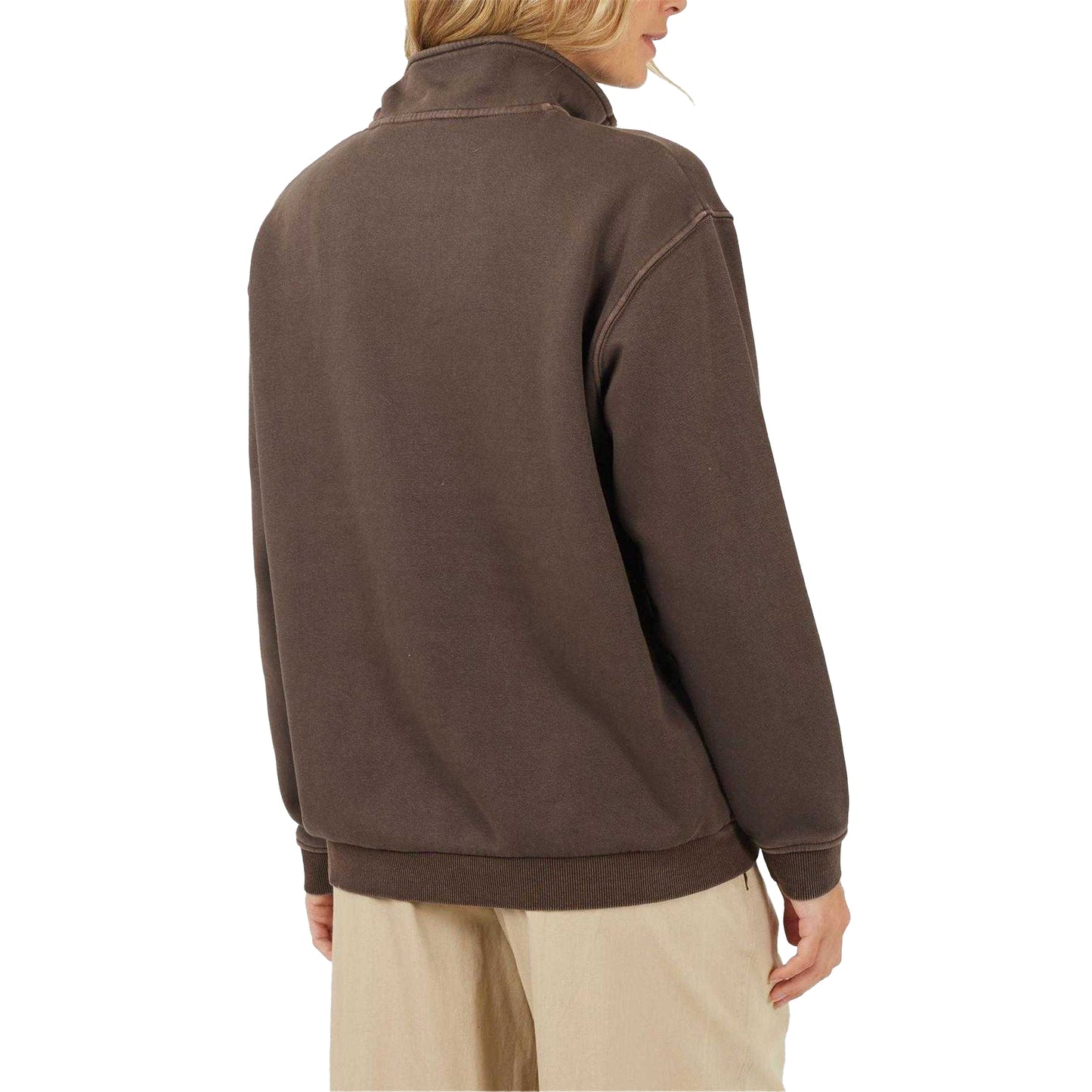 Brown - Back - Brave Soul Womens-Ladies Funnel Neck Sweatshirt