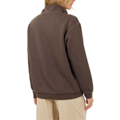 Brown - Back - Brave Soul Womens-Ladies Funnel Neck Sweatshirt