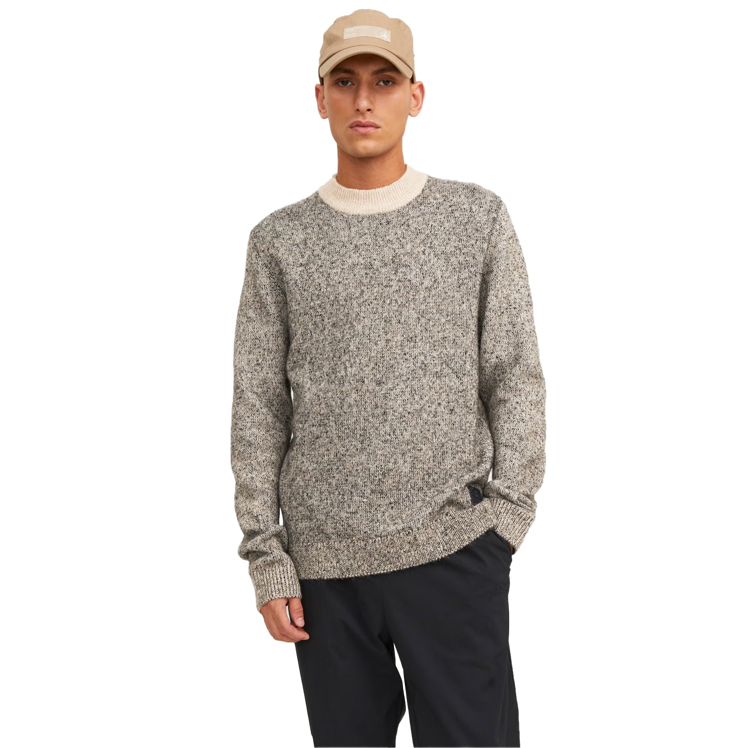 Peyote - Side - Jack And Jones Mens Space Dye Knitted Crew Neck Jumper