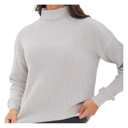 Grey - Side - I Saw It First Womens-Ladies Knitted High-Neck Jumper