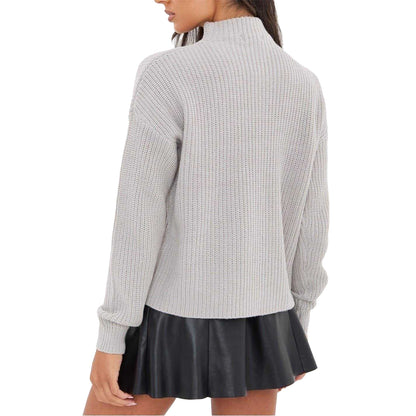 Grey - Pack Shot - I Saw It First Womens-Ladies Knitted High-Neck Jumper
