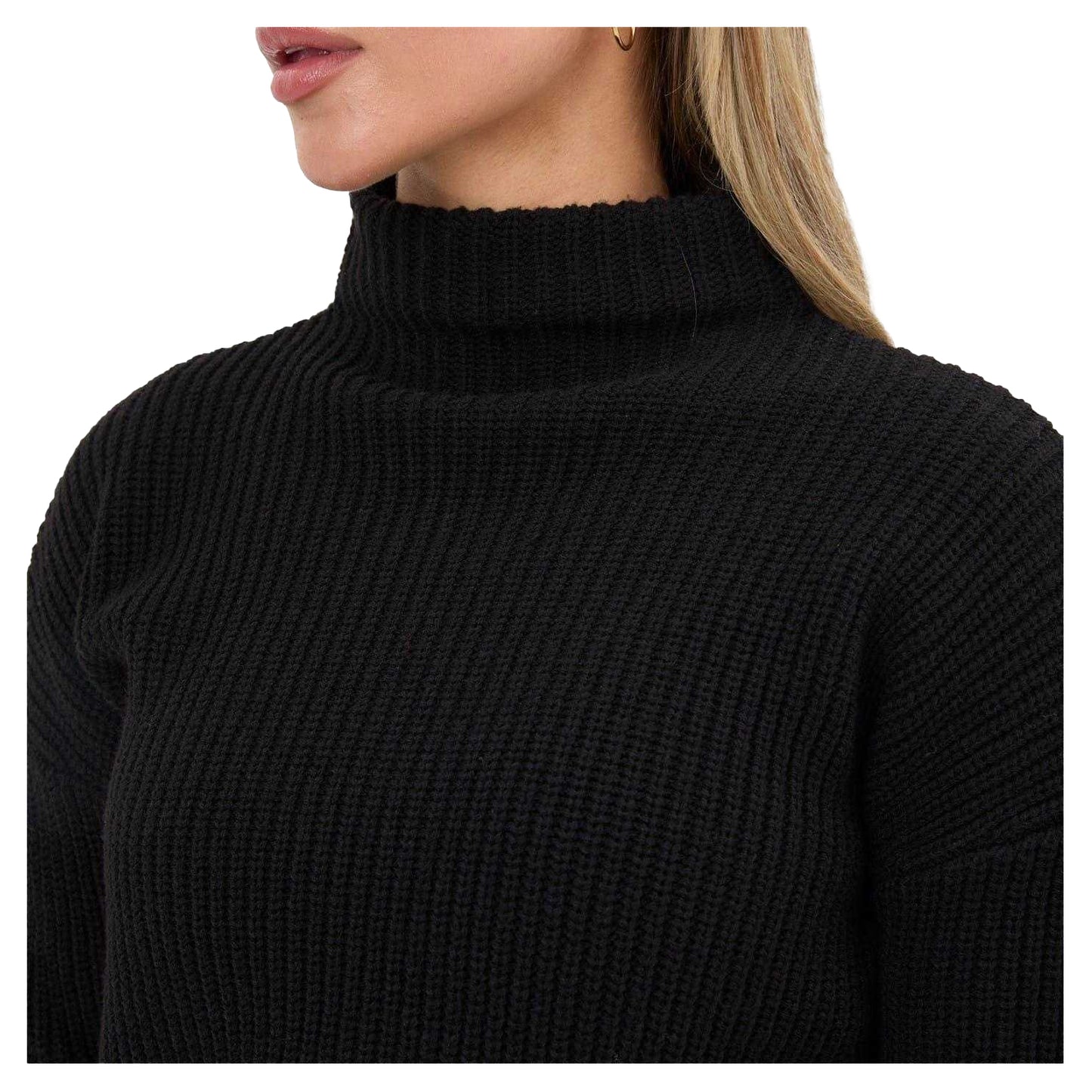 Black - Side - I Saw It First Womens-Ladies Knitted High-Neck Jumper