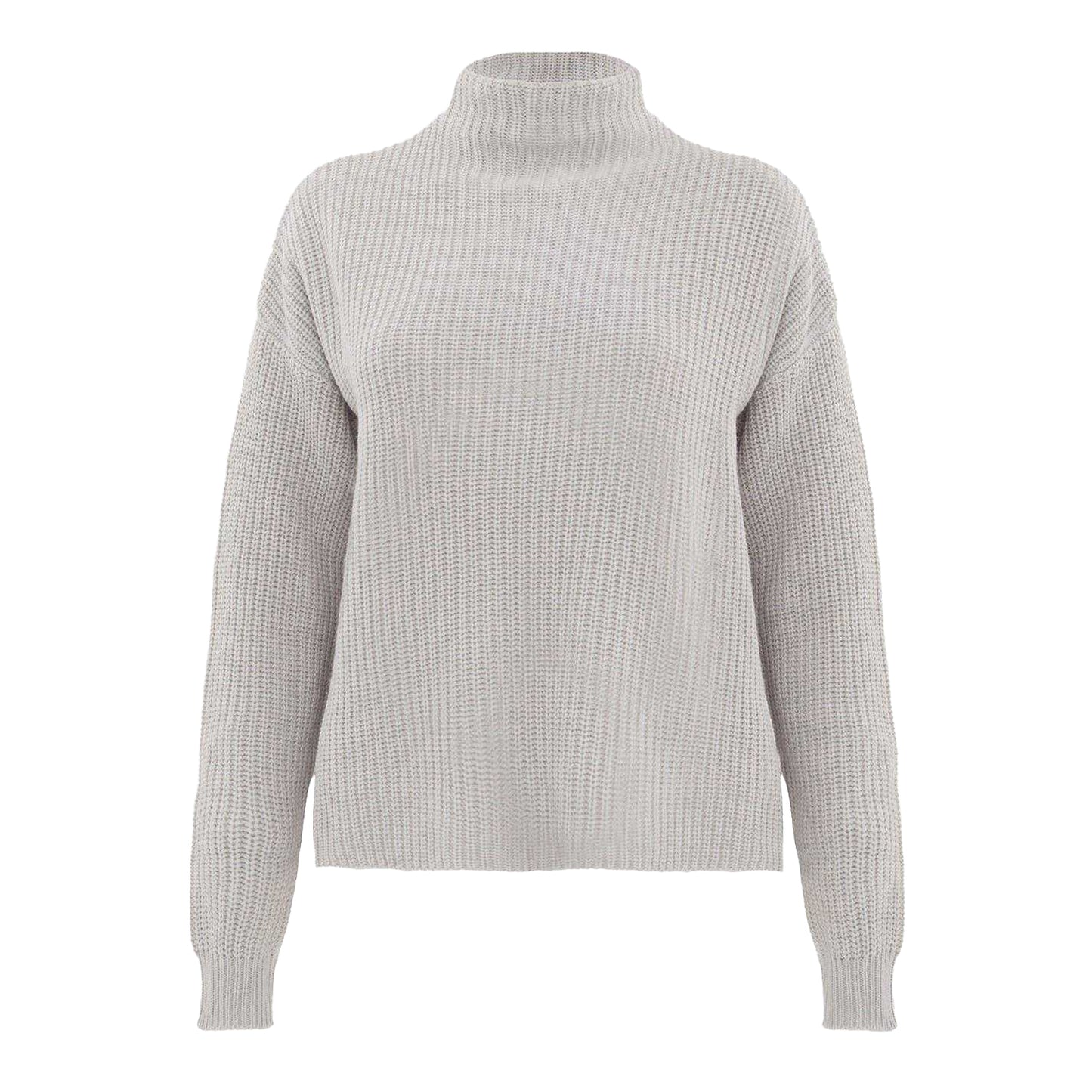 Grey - Front - I Saw It First Womens-Ladies Knitted High-Neck Jumper
