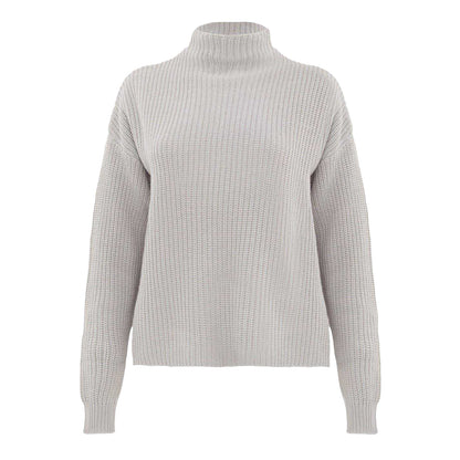 Grey - Front - I Saw It First Womens-Ladies Knitted High-Neck Jumper